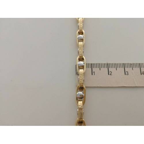 BRACCIALE In ORO 18 Karati 750% Uomo Donna Bicolore GIALLO BIANCO Maglia Catena - 3