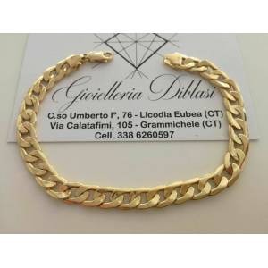 BRACCIALE Uomo Donna Oro 18 Karati 750% Unisex ORO GIALLO Maglia GRUMETTA - 1
