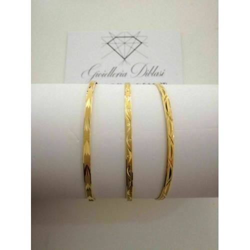 BRACCIALI 3 RIGIDI Oro GIALLO 18 Karati 750% Donna Made in italy - 1