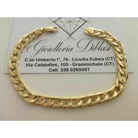 BRACCIALE ORO GIALLO 18 Karati 750% Uomo Donna Unisex Catena Maglia GRUMETTA - 1