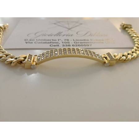 BRACCIALE ORO GIALLO 18 Karati 750%/1000 Uomo Donna Unisex Maglia CATENA Zaffiri - 2
