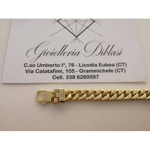 BRACCIALE ORO GIALLO 18 Karati 750%/1000 Uomo Donna Unisex Maglia CATENA Zaffiri - 3
