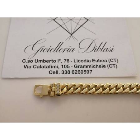 BRACCIALE ORO GIALLO 18 Karati 750%/1000 Uomo Donna Unisex Maglia CATENA Zaffiri - 3