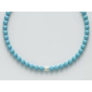 COLLANA DI PERLE MILUNA PASTA DI TURCHESE ARGENTO 925% TERRA E MARE PCL4433 - 1