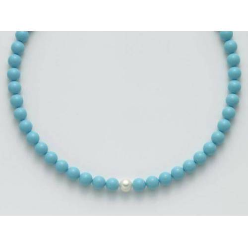 COLLANA DI PERLE MILUNA PASTA DI TURCHESE ARGENTO 925% TERRA E MARE PCL4433 - 1