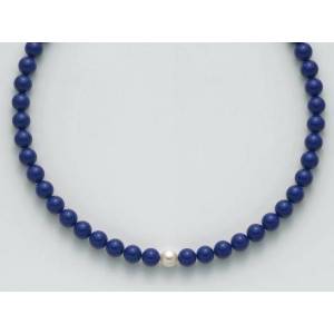 COLLANA DI PERLE MILUNA LAPIS BLU ARGENTO 925% TERRA E MARE PCL4780 - 1
