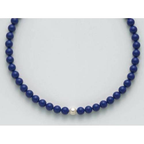 COLLANA DI PERLE MILUNA LAPIS BLU ARGENTO 925% TERRA E MARE PCL4780 - 1