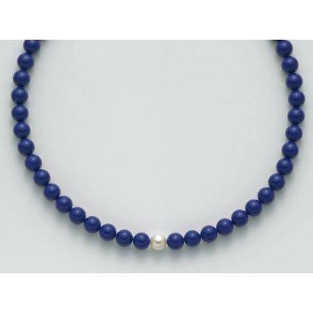 COLLANA DI PERLE MILUNA LAPIS BLU ARGENTO 925% TERRA E MARE PCL4780 - 1