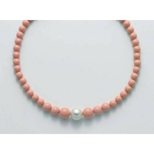 COLLANA DI PERLE MILUNA PASTA DI CORALLO ROSA ARGENTO 925% TERRA E MARE PCL5317 - 1