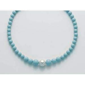 COLLANA DI PERLE MILUNA PASTA DI TURCHESE ARGENTO 925% TERRA E MARE PCL5318 - 1