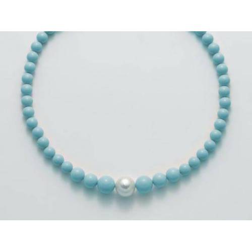 COLLANA DI PERLE MILUNA PASTA DI TURCHESE ARGENTO 925% TERRA E MARE PCL5318 - 1