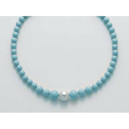 COLLANA DI PERLE MILUNA PASTA DI TURCHESE ARGENTO 925% TERRA E MARE PCL5318 - 1