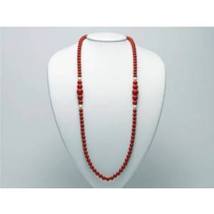 COLLANA DI PERLE MILUNA PASTA DI CORALLO ROSSO LUNGA ARGENTO 925% TERRA E MARE PCL5951 - 1