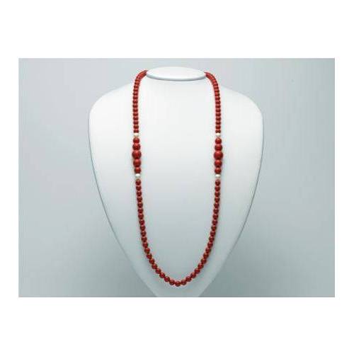 COLLANA DI PERLE MILUNA PASTA DI CORALLO ROSSO LUNGA ARGENTO 925% TERRA E MARE PCL5951 - 1