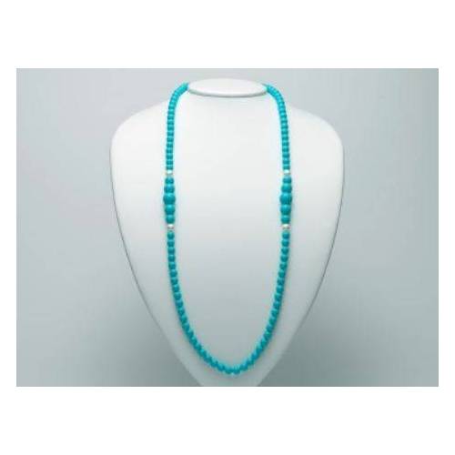 COLLANA DI PERLE MILUNA PASTA DI TURCHESE LUNGA ARGENTO 925% TERRA E MARE PCL5953 - 1