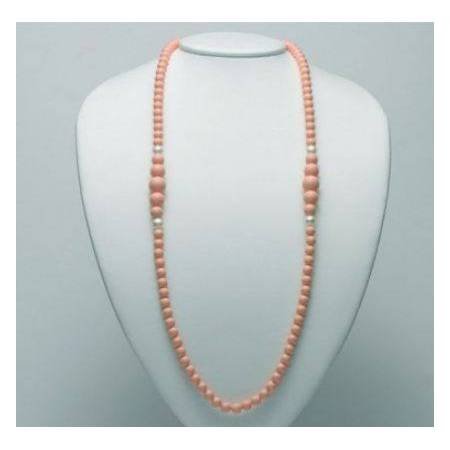 COLLANA DI PERLE MILUNA PASTA DI CORALLO ROSA LUNGA ARGENTO 925% TERRA E MARE PCL5955 - 1
