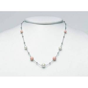 COLLANA DI PERLE MILUNA PASTA DI CORALLO ROSA ARGENTO 925% TERRA E MARE PCL5829 - 1