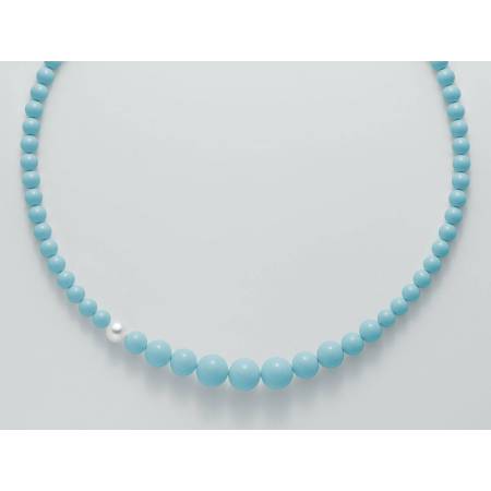 COLLANA DI PERLE MILUNA PASTA DI TURCHESE A DECRESCERE ARGENTO 925%  TERRA E MARE PCL4664 - 1