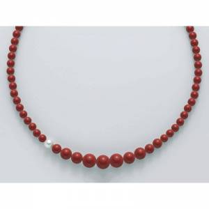 COLLANA DI PERLE MILUNA PASTA DI CORALLO ROSSO A DECRESCERE ARGENTO 925% TERRA E MARE PCL4655 - 1