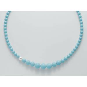 COLLANA DI PERLE MILUNA PASTA DI TURCHESE A DECRESCERE ARGENTO 925% TERRA E MARE PCL4435 - 1