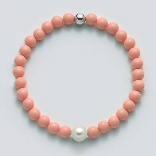 BRACCIALE DI PERLE MILUNA PASTA DI CORALLO ROSA ARGENTO 925% TERRA E MARE PBR3207 - 1