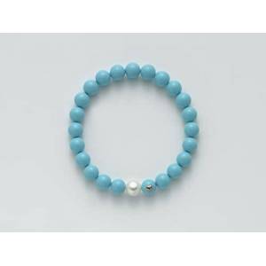 BRACCIALE DI PERLE MILUNA PASTA DI TURCHESE ORO 750% TERRA E MARE PBR1794 - 1