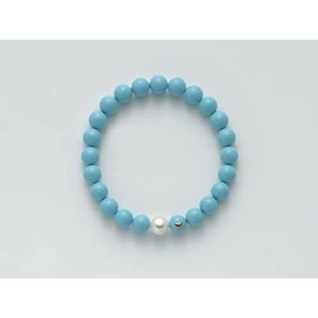 BRACCIALE DI PERLE MILUNA PASTA DI TURCHESE ORO 750% TERRA E MARE PBR1794 - 1
