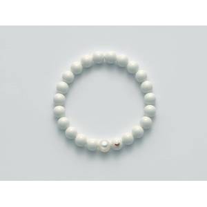 BRACCIALE DI PERLE MILUNA PASTA DI CORALLO BIANCO ORO 750% TERRA E MARE PBR1804 - 1