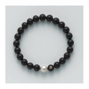 BRACCIALE DI PERLE MILUNA PASTA DI ONICE NERO ORO 750% TERRA E MARE PBR1809V - 1