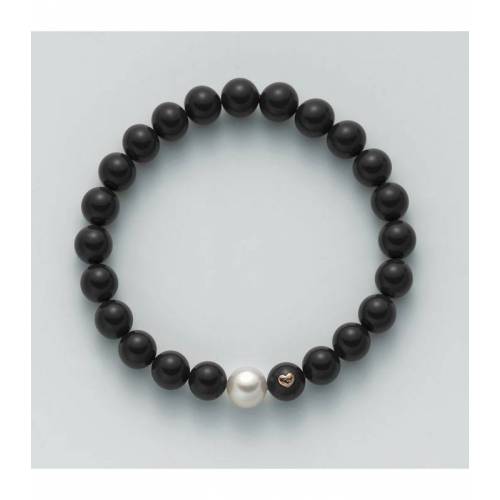 BRACCIALE DI PERLE MILUNA PASTA DI ONICE NERO ORO 750% TERRA E MARE PBR1809V - 1