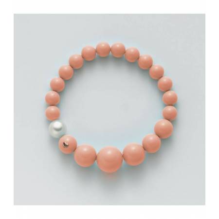 BRACCIALE DI PERLE MILUNA PASTA DI CORALLO ROSA A DECRESCERE ORO 750% TERRA E MARE PBR2392 - 1
