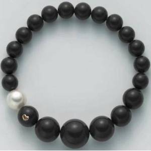 BRACCIALE DI PERLE MILUNA PASTA DI ONICE NERO A DECRESCERE ORO 750% TERRA E MARE PBR1812V - 1