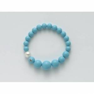 BRACCIALE DI PERLE MILUNA PASTA DI TURCHESE A DECRESCERE ORO 750% TERRA E MARE PBR1797 - 1