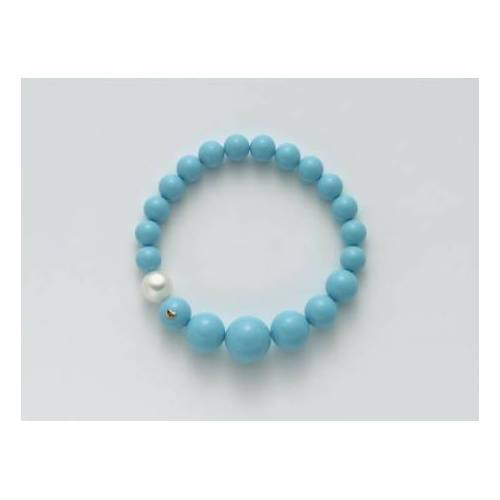BRACCIALE DI PERLE MILUNA PASTA DI TURCHESE A DECRESCERE ORO 750% TERRA E MARE PBR1797 - 1