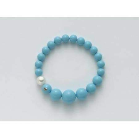 BRACCIALE DI PERLE MILUNA PASTA DI TURCHESE A DECRESCERE ORO 750% TERRA E MARE PBR1797 - 1