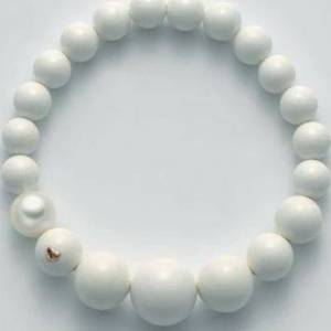 BRACCIALE DI PERLE MILUNA PASTA DI CORALLO BIANCO A DECRESCERE ORO 750% TERRA E MARE PBR1807 - 1