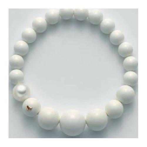 BRACCIALE DI PERLE MILUNA PASTA DI CORALLO BIANCO A DECRESCERE ORO 750% TERRA E MARE PBR1807 - 1