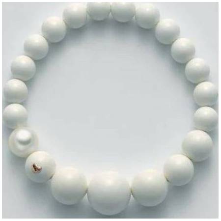 BRACCIALE DI PERLE MILUNA PASTA DI CORALLO BIANCO A DECRESCERE ORO 750% TERRA E MARE PBR1807 - 1