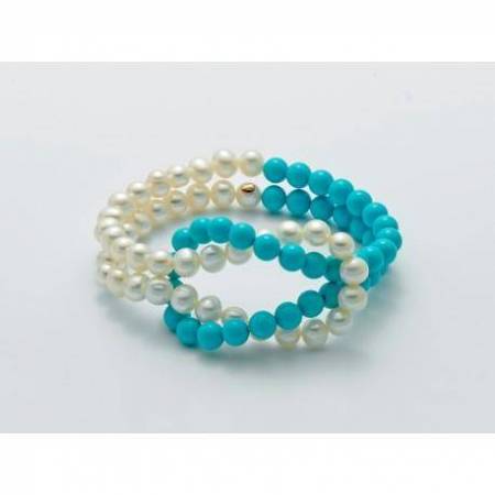BRACCIALE DI PERLE MILUNA PASTA DI TURCHESE ORO 750% TERRA E MARE PBR2437 - 1