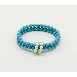 BRACCIALE DI PERLE MILUNA PASTA DI TURCHESE ORO 750% TERRA E MARE PBR2220 - 1