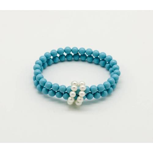 BRACCIALE DI PERLE MILUNA PASTA DI TURCHESE ORO 750% TERRA E MARE PBR2220 - 1