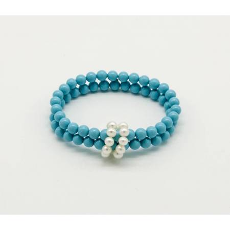 BRACCIALE DI PERLE MILUNA PASTA DI TURCHESE ORO 750% TERRA E MARE PBR2220 - 1