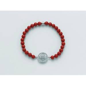 BRACCIALE DI PERLE MILUNA PASTA DI CORALLO ROSSO ARGENTO 925% CON ALBERO DELLA VITA BR741-TPZ - 1