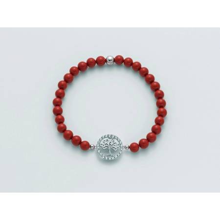 BRACCIALE DI PERLE MILUNA PASTA DI CORALLO ROSSO ARGENTO 925% CON ALBERO DELLA VITA BR741-TPZ - 1