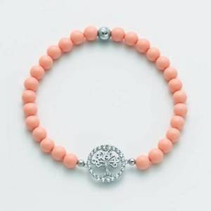 BRACCIALE DI PERLE MILUNA PASTA DI CORALLO ROSA ARGENTO 925% CON ALBERO DELLA VITA BR740-TPZ - 1
