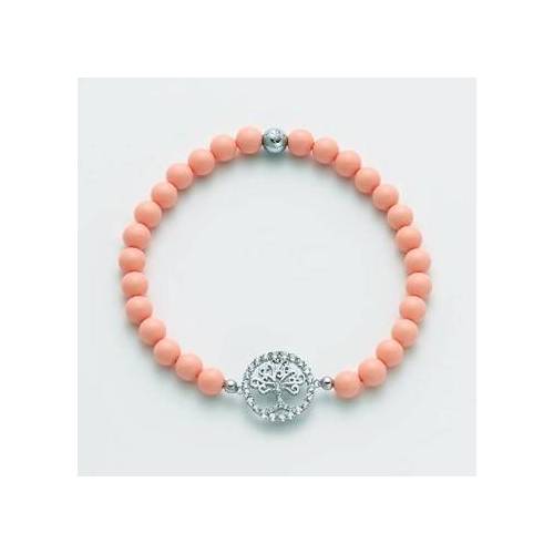 BRACCIALE DI PERLE MILUNA PASTA DI CORALLO ROSA ARGENTO 925% CON ALBERO DELLA VITA BR740-TPZ - 1