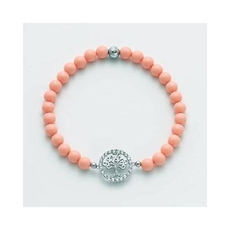 BRACCIALE DI PERLE MILUNA PASTA DI CORALLO ROSA ARGENTO 925% CON ALBERO DELLA VITA BR740-TPZ - 1