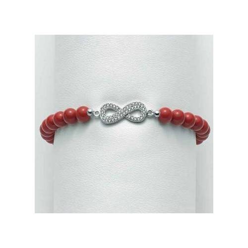 BRACCIALE DI PERLE MILUNA PASTA DI CORALLO ROSSO ARGENTO 925% CON INFINITO BR670-TPZ - 1