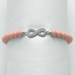 BRACCIALE DI PERLE MILUNA PASTA DI CORALLO ROSA ARGENTO 925% CON INFINITO BR669-TPZ - 1