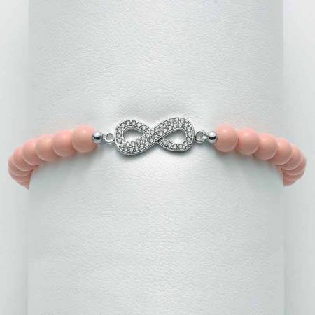BRACCIALE DI PERLE MILUNA PASTA DI CORALLO ROSA ARGENTO 925% CON INFINITO BR669-TPZ - 1
